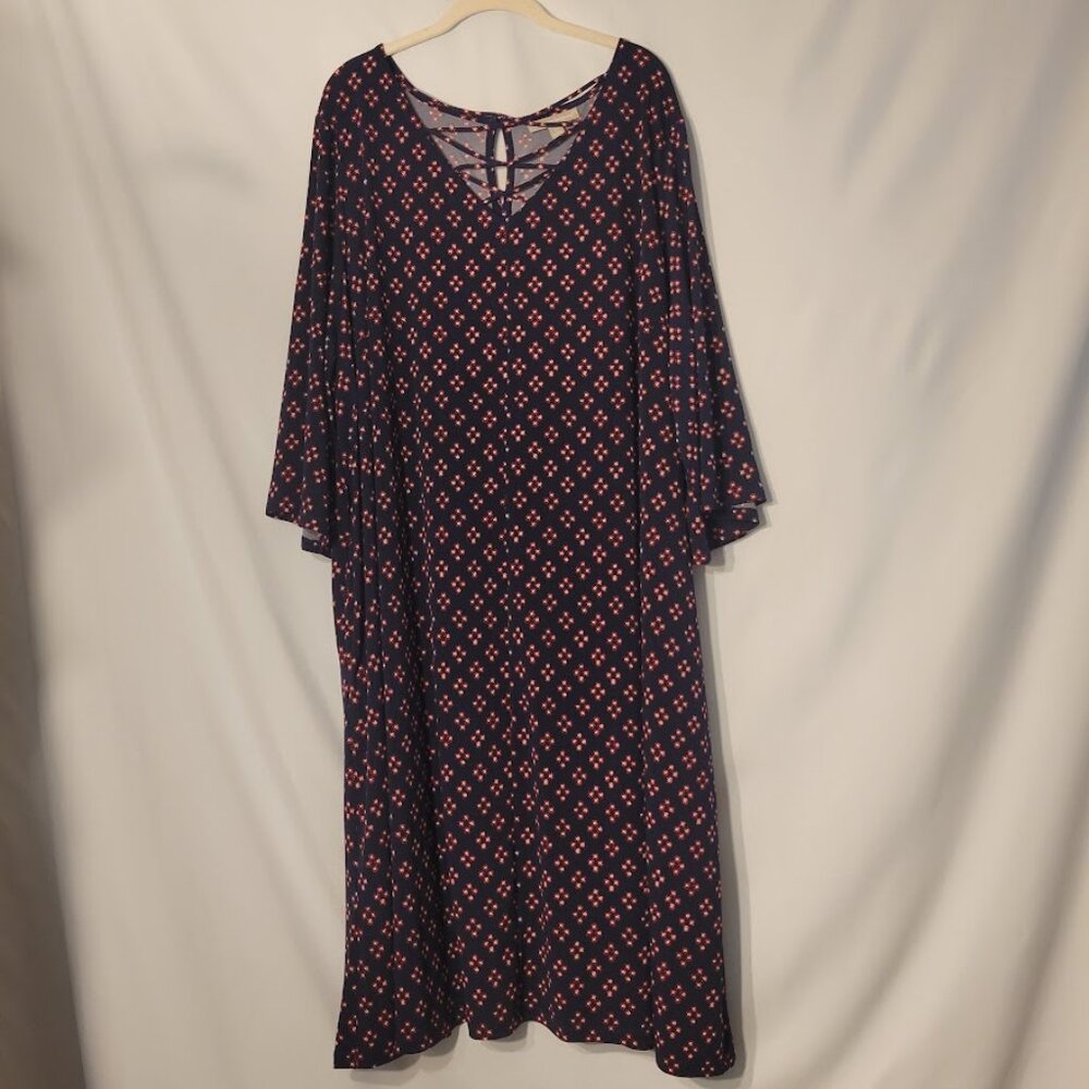 Woman Within Navy Laced Neck Dress Size 2x three quarter sleeve